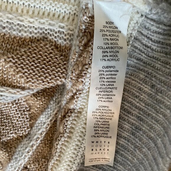 WHBM Poncho Sweater Gray, Cream and Brown Size Medium - Picture 9 of 11